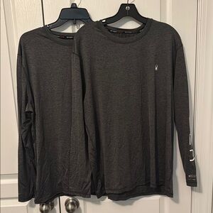 Spyder Men’s Large Long Sleeve Swim Rashguard Bundle of 2 Shirts - Charcoal